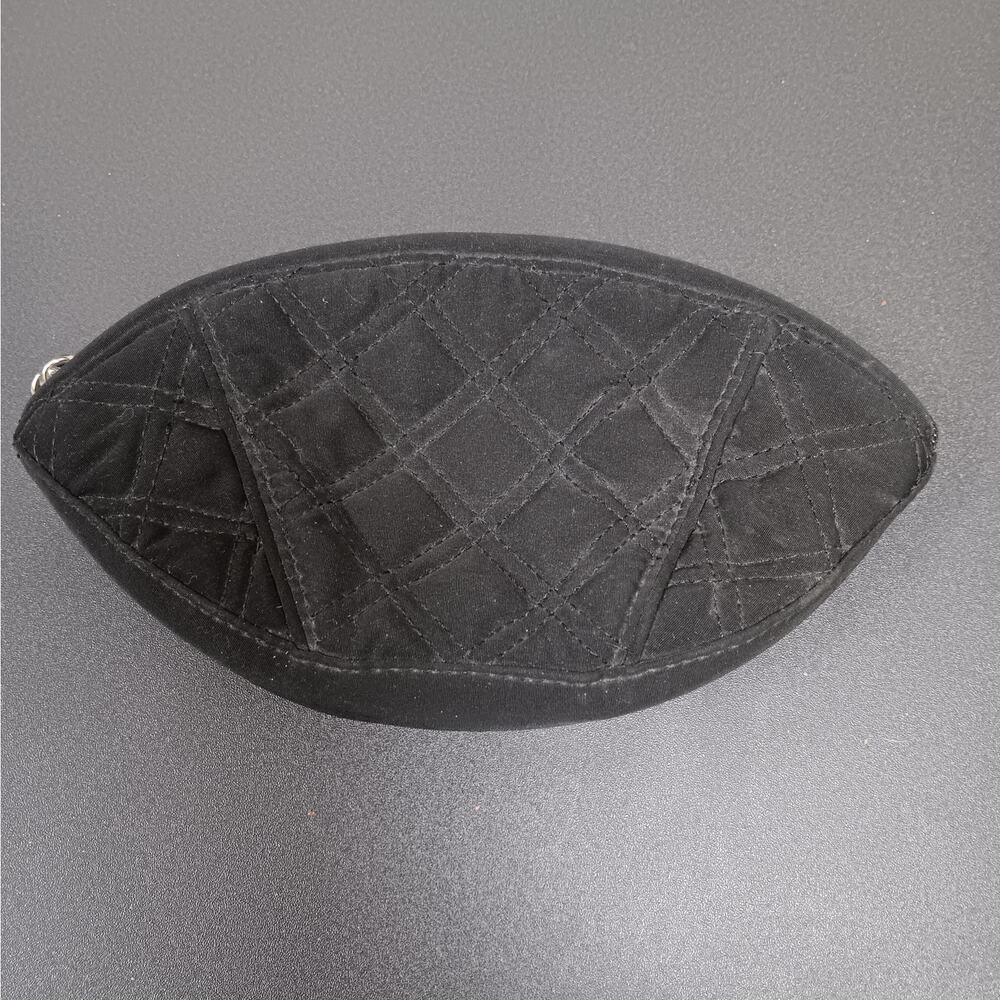 EUC Vera Bradley Black Quilted Microfiber Crescent Cosmetic Make-Up Bag